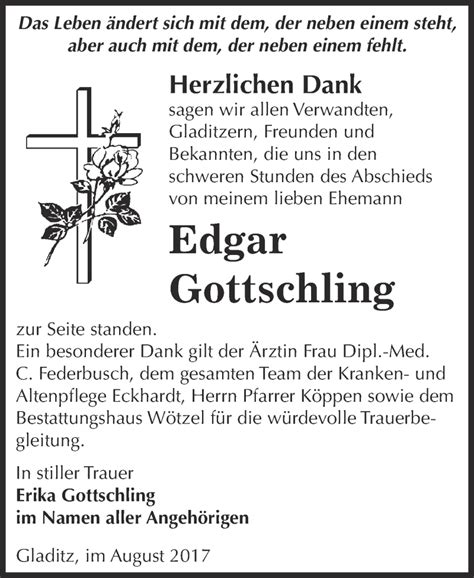 Traueranzeigen Von Edgar Gottschling Abschied Nehmen De