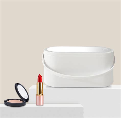 Portable Makeup Box with LED Lighted Mirror