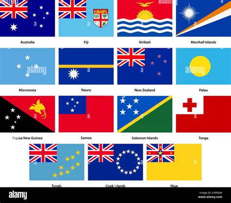 Set of all flags of the countries of Oceania Stock Vector Image & Art - Alamy