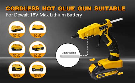 2ah Battery Cordless Hot Glue Gun For Dewalt Wireless Glue Gun For Dewalt 20v Max