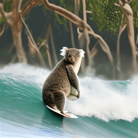 Surfing Koala on the Wave · Creative Fabrica