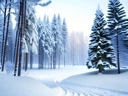 A Snowy Landscape With Trees And Tracks In The Snow Image Design Id