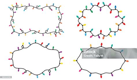 Christmas Lights Vector Frame Frame With Colorful Garland Christmas