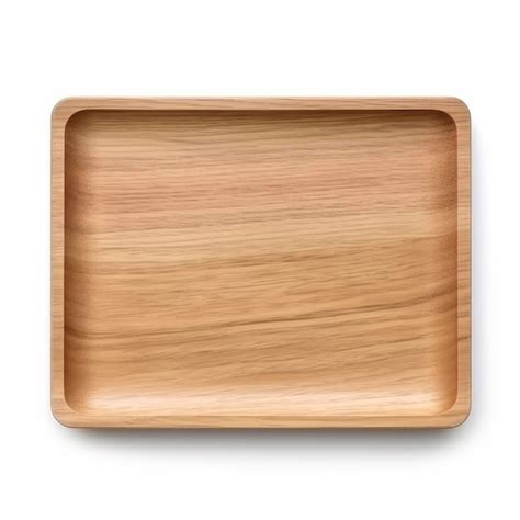 Premium Ai Image Empty Rectangular Wooden Plate Or Tray Isolated On White