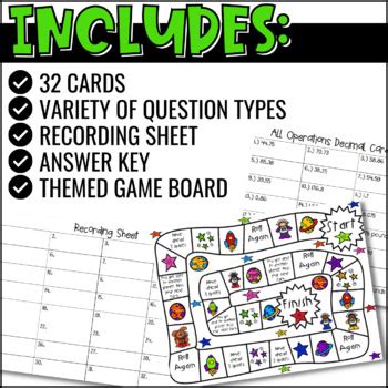 Decimals All Operation Task Cards Game Math Review By Fun In Th Grade