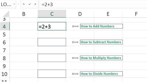 How To Add Subtract Muliply And Divide Numbers In Excel