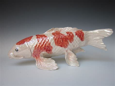 Koi Fish Sculpture Hand Made Fish Ceramic Koi Fish