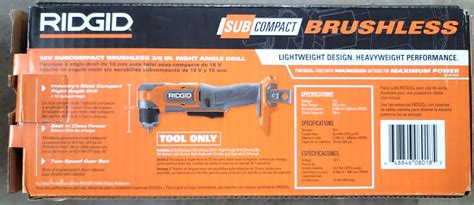 Ridgid 18v Subcompact Brushless 38 Right Angle Drill R87701b New