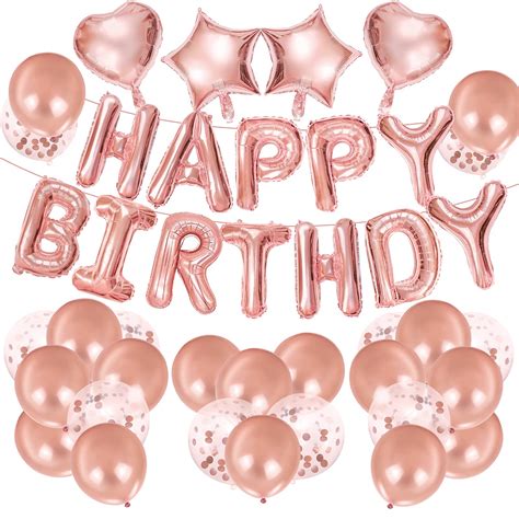 Buy Teenie Rose Gold Birthday Decorations For Girls Women Rose Gold Happy Birthday Balloons