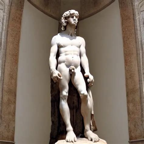 Michelangelo S David Marble Statue With Chest Hair Stable Diffusion