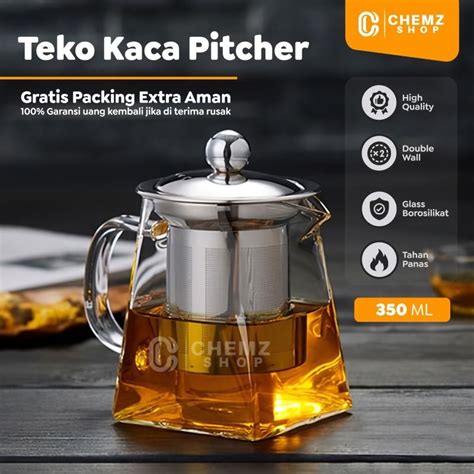 Jual Teko Kaca Saringan Teh Tahan Panas Dan Api Teko Kaca Teh Pitcher