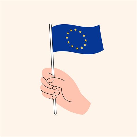 Cartoon Hand Holding EU Flag The Flag Of European Union Concept