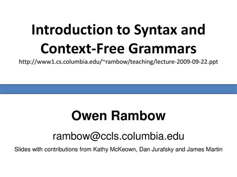 Introduction To Syntax And Context Free Grammars Cs Ppt Download