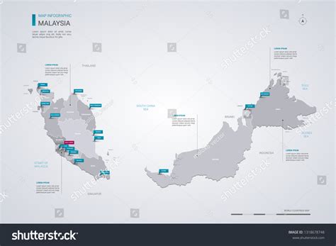 Malaysia Vector Map Infographic Elements Pointer Stock Vector Royalty