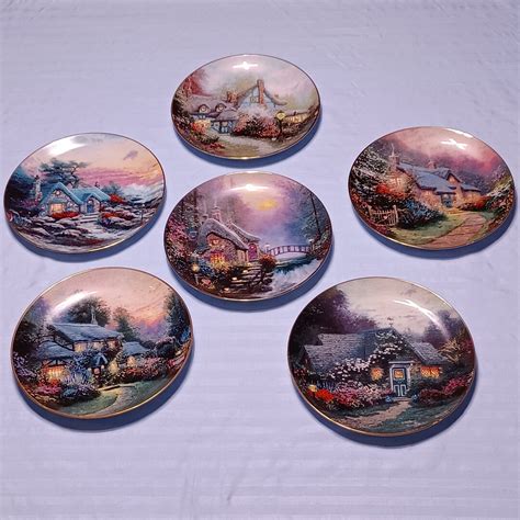 Set Of Thomas Kinkade Limited Edition Plates Numbered And Named