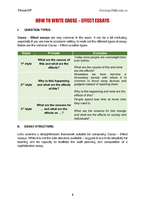 HOW TO Write Cause Effect Essays HOW TO WRITE CAUSE EFFECT ESSAYS