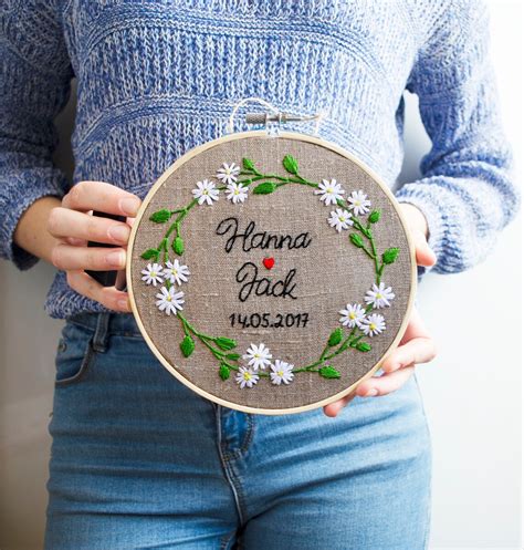 Personalized Wedding Embroidery Hoop Art Custom Couple Names Etsy