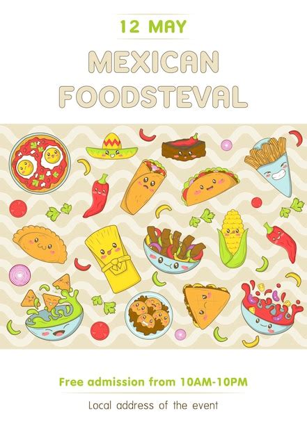 Feira De Fast Food Mexicana E Modelo Fisteval Comida Kawaii Em