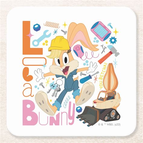 BUGS BUNNY BUILDERS™| Lola Bunny Work Tools Square Paper Coaster | Zazzle