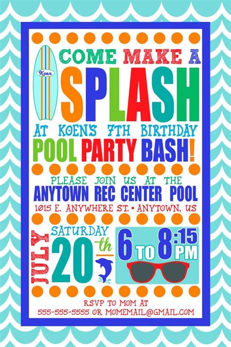 Custom Boy Swim Party Invitation By Sayitlouddesigns On Etsy Swim