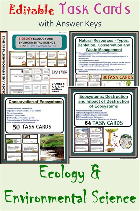 Ecology Environmental Science Task Cards Mega Editable Bundle