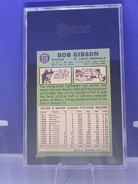 Topps Bob Gibson Sgc Ex Nm Hof Ebay