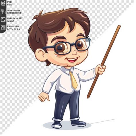 Premium Psd Male Teacher Cartoon Character Isolated On Transparent