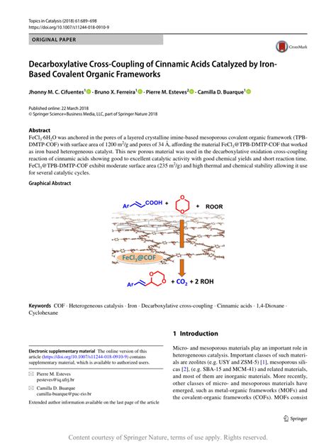 Decarboxylative Cross Coupling Of Cinnamic Acids Catalyzed By Iron