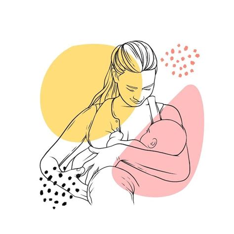 Premium Vector Hand Drawn Breastfeeding Mother In Line Art Style In 2023 Breastfeeding Art