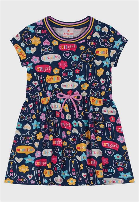 Vestido Beb Brandili Estampado Azul Marinho Compre Agora Tricae Brasil