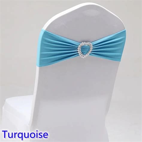 Turquoise Colour Spandex Chair Sash Wedding Chair Sashes With Love