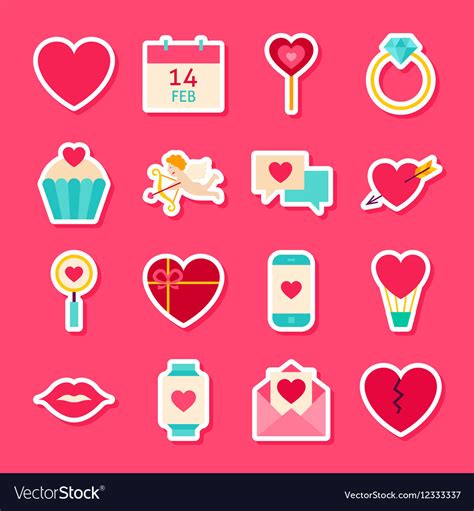 Valentines Day Love Stickers Royalty Free Vector Image