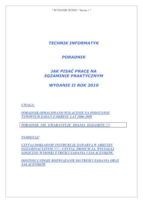 Pdf Technik Informatyk Poradnik Jak Pisa Prac Na Cz Ci I I Ii