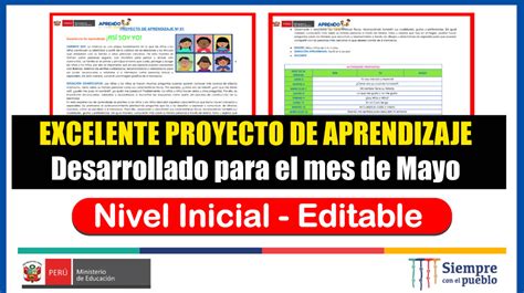 Importante Excelente Proyecto De Aprendizaje Desarrollado Para El Mes