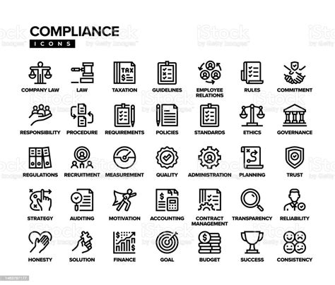 Compliance Line Icon Set Stock Illustration Download Image Now