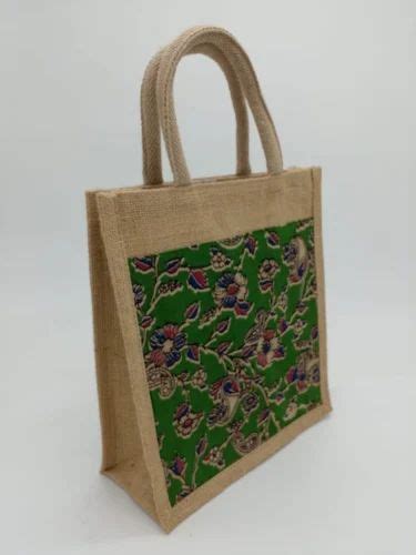 Multicolor Fabric Rubis Kalamkari Natural Jute Bags Size 10 X 10 At