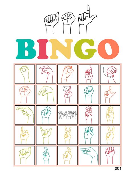 100 Asl Bingo Cards Prints 1 And 2 Per Page Instant Pdf Etsy