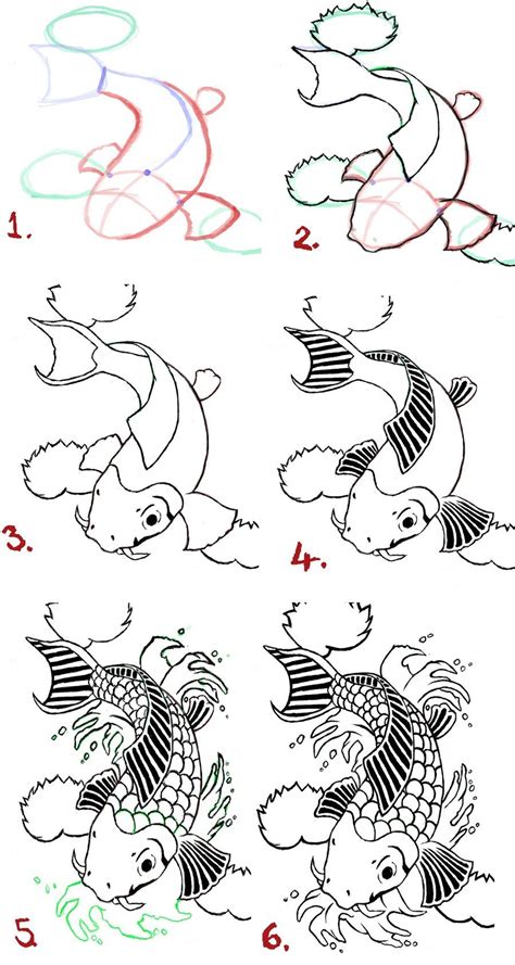 Koi Fish Drawing Steps By Wenwecollide On Deviantart Koi Fish Drawing