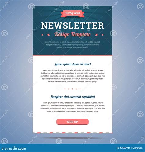 Newsletter Design Template Stock Vector Illustration Of Footer 47537931