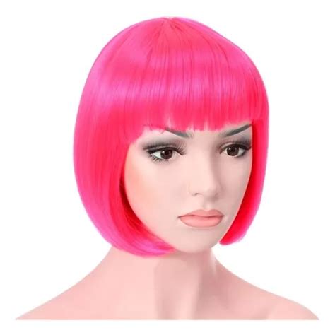 Peruca Colorida Mod Chanel Cosplay Festas Fantasias Carnaval Cor Pink