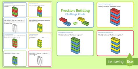 Building Fraction Challenge Cards Teacher Made