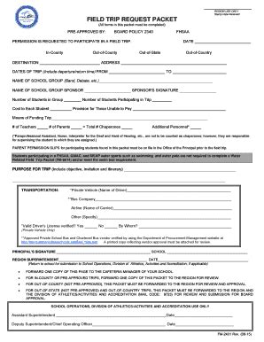 Fillable Online Field Trip Request Packet Miami Dade County Public