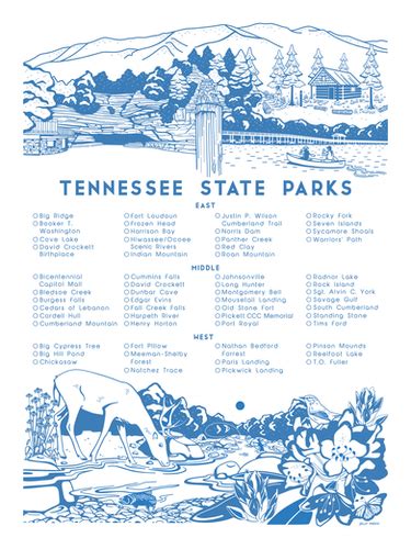 Tennessee State Park Checklist Screen Print Poster | jellypressco