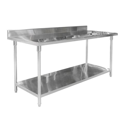 MESÓN CON RESPALDO ACERO INOx 180x70x85