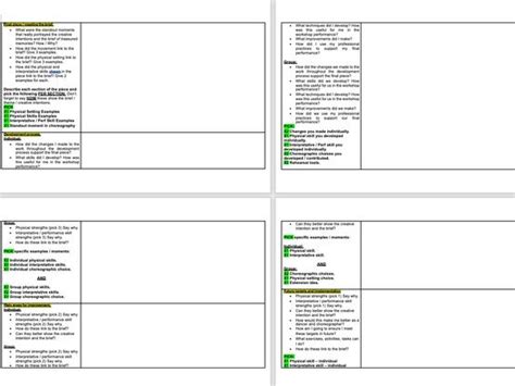 Btec Dance Comp 3 Evaluation Report Student Notes Worksheet