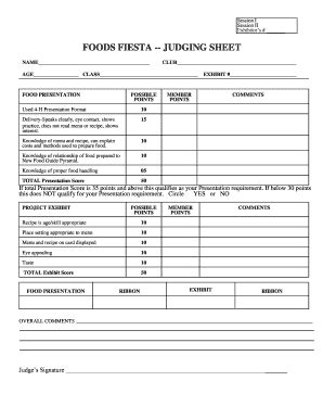 Fillable Online Cebutte Ucdavis FOODS FIESTA JUDGING SHEET Fax Email