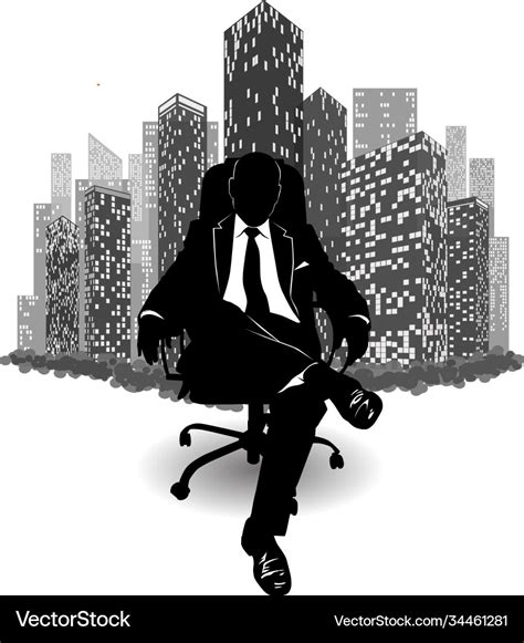 Silhouette a man in suit sitting Royalty Free Vector Image