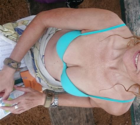 Busty Saggy Bikini Tits And Cleavage Of German Mature Gf Photo