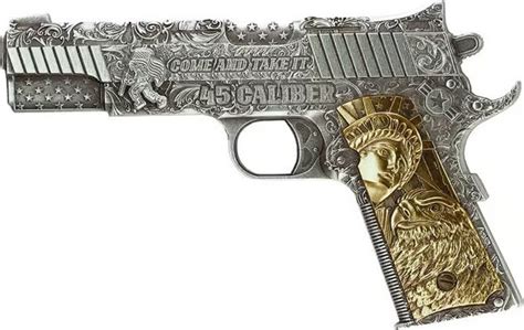 Caliber Pistol Handgun Gilded Oz Silver Coin Francs Chad