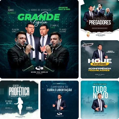 Artes Para Eventos Gospel Edit Veis No Canva Pack Posts